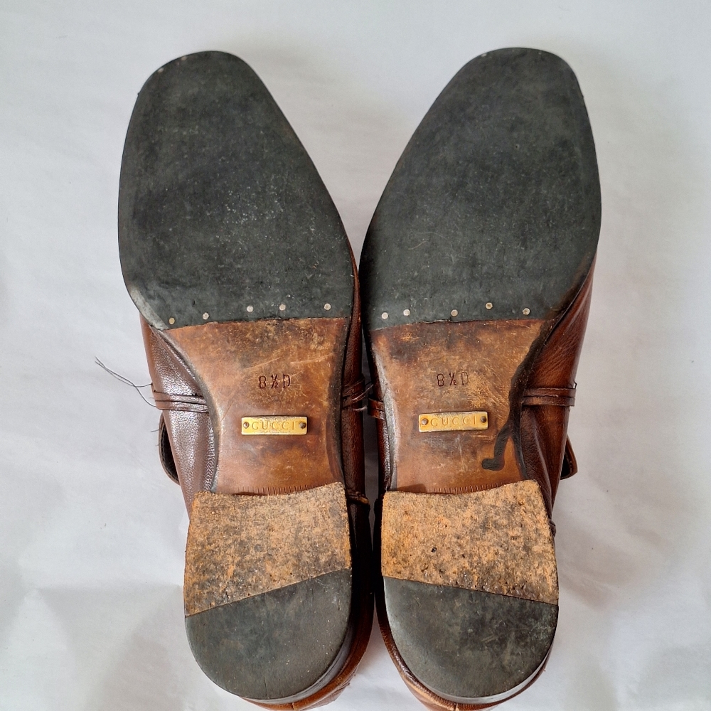 VINTAGE Rare Gucci Horsebit Brown Leather Flat Loafers - 8.5 - Picture 12 of 15